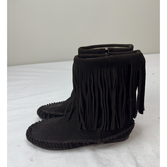 Gap Women's Brown Suede Fringe Moccasin Ankle Boots Boho Western Style Size 7 - Picture 6 of 9